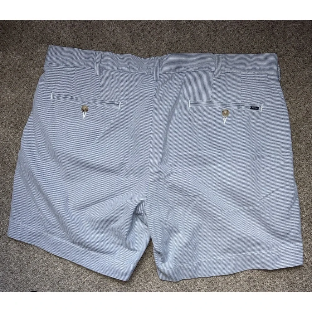 Polo Ralph Lauren Blue White Seersucker Chino Shorts 6